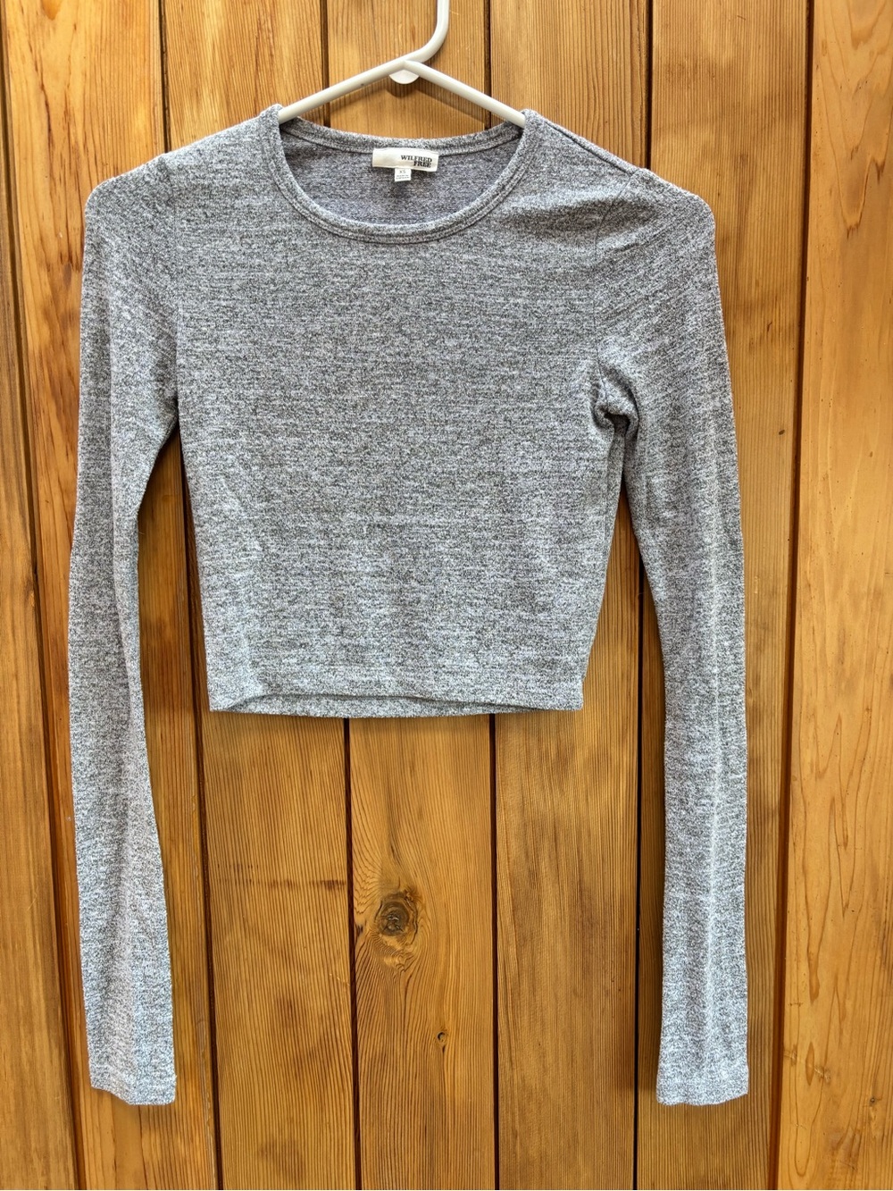 Wilfred Free Aritzia Grey Heathered Crop Long Sleeve Top - Size XS